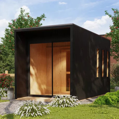 Sauna Exterior Miramar - Preta com Vestíbulo agri-tract