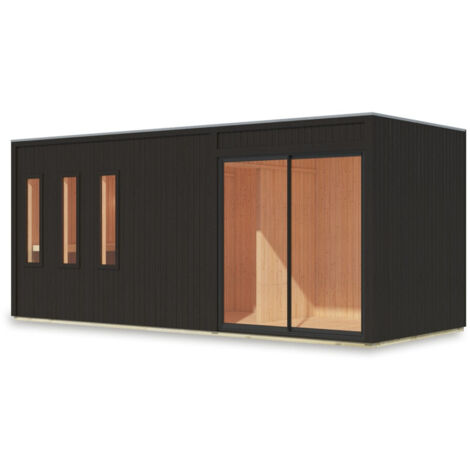Sauna Exterior para 4 a 6 Pessoas, Madeira Preta, 12,4m², Vestíbulo - Karibu Monterey agri-tract