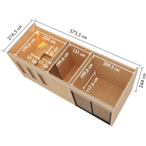 Sauna Exterior para 4 a 6 Pessoas, Madeira Preta, 12,4m², Vestíbulo - Karibu Monterey agri-tract