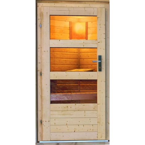 Sauna de canto exterior Karibu Mikka para 5-6 pessoas, 231x196cm, madeira de 38mm agri-tract