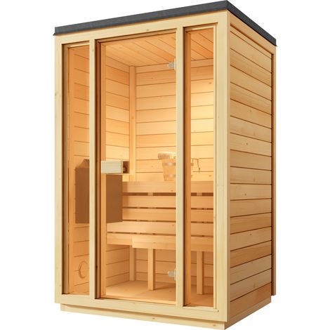 Sauna Exterior FinnTherm Kuuma S, Natural, 42 mm de Espessura da Parede, 138 x 111 cm agri-tract