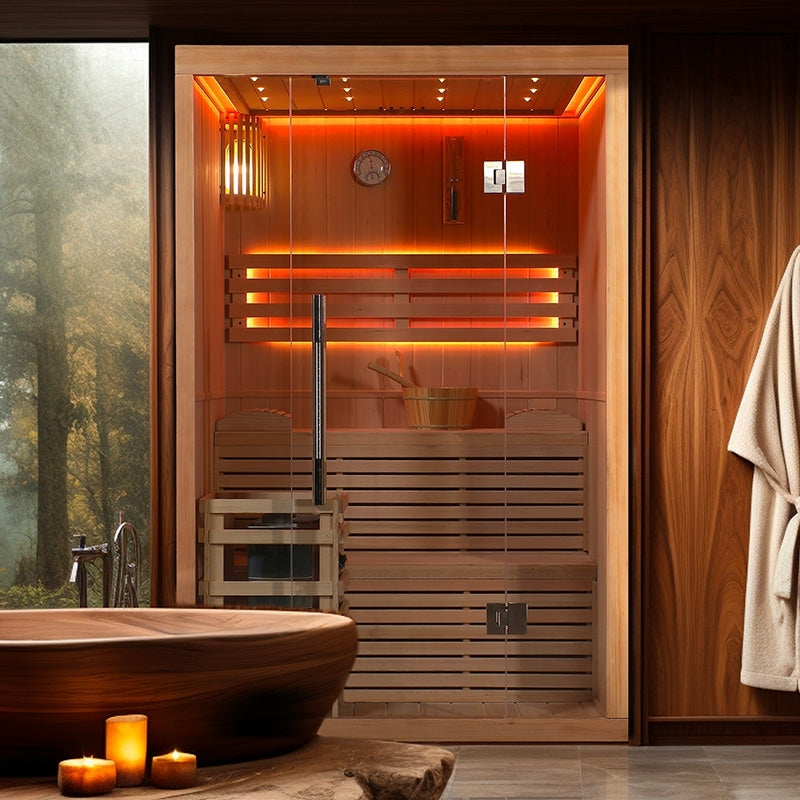 Sauna finlandais Nordica  Vapeur V23-S (1 à 2 places) - 133 x 122 x H.202. . agri-tract