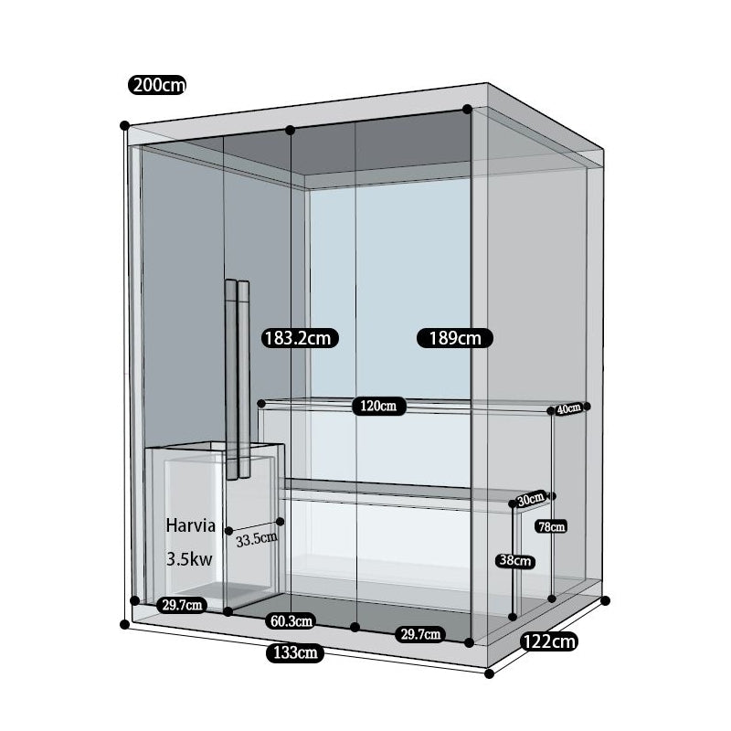 Sauna finlandais Nordica  Vapeur V23-S (1 à 2 places) - 133 x 122 x H.202. . agri-tract