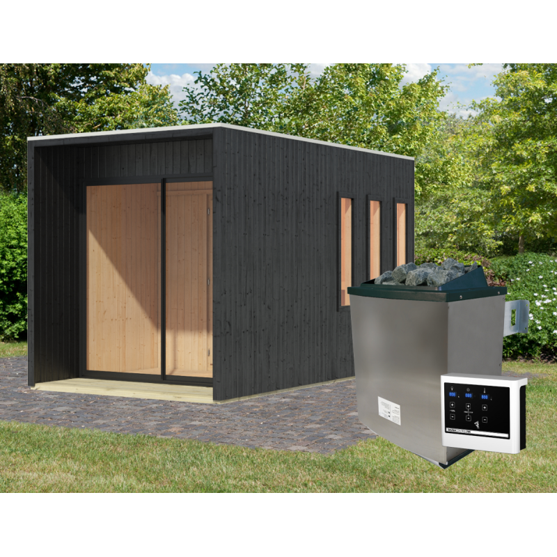 Sauna Exterior Miramar - Preta com Vestíbulo agri-tract