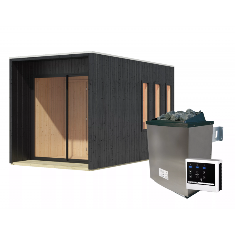 Sauna Exterior Miramar - Preta com Vestíbulo agri-tract